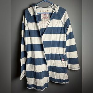 Pink By VS "I Only Sleep In Pink" Striped Hooded Long Sleeve Robe Sz M/L